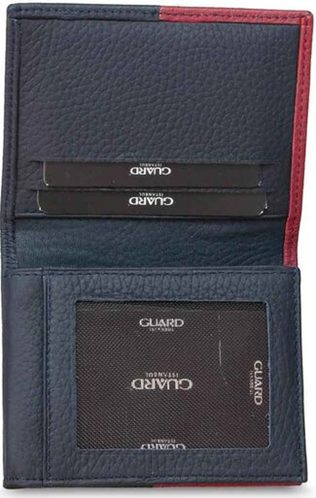Guard Mat Lacivert/kırmızı Deri Erkek Cüzdan Çok Renkli