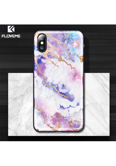 Floveme iPhone Uyumlu X Xs Mermer Desenli Premium Silikon Kılıf- 5775 Mavi