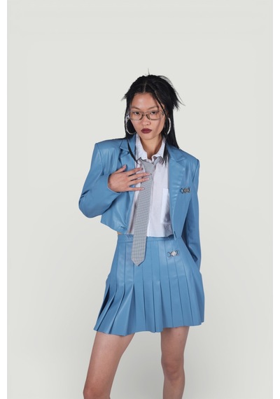 Holly Lolly Crop Model Astarlı College Ceket Mavi
