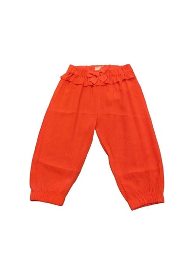 Çikoby Kız Bebek Fiyonk Detaylı Yazlık Pantolon-13872 Turuncu