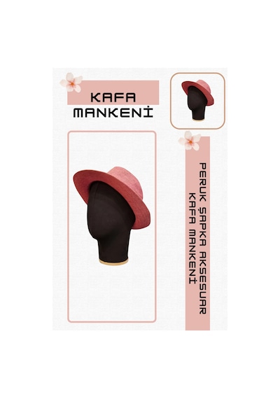 Kumaş Kaplı Kafa Mankeni Siyah Polyester Şapka Aksesuar Sergileme Mağaza  Mankeni