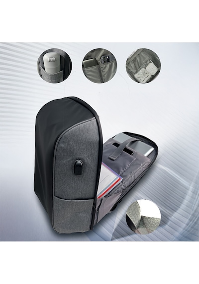 Lenyes Lb506 Usb Şarj Portlu Su Geçirmez Seyahat Sırt Çantası Siyah - Gri