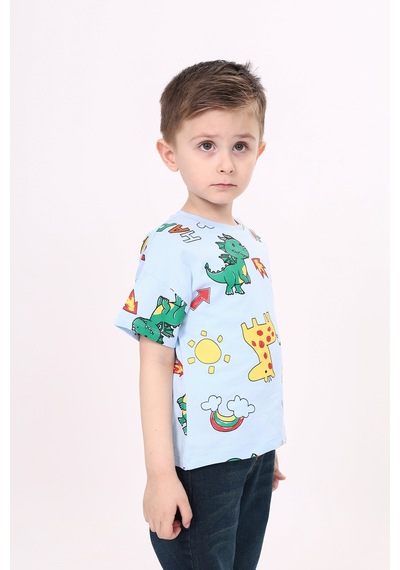 Toontoy Kids Toontoy Erkek Çocuk Baskılı Tişört Mavi