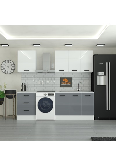 185 Cm Mutfak Dolabı Gri Mdf Kapak Tezgah Dahil Yrkn185 98 Gri