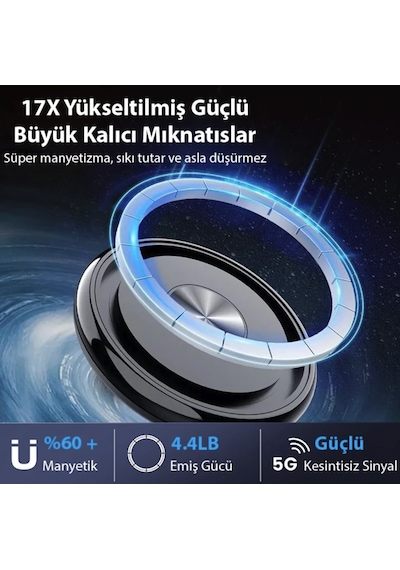 Manyetik Araç İçi Telefon Tutucu Torpido Üzeri Ekran Üzeri Kullanım İçin Tüm Araçlara Uyumlu