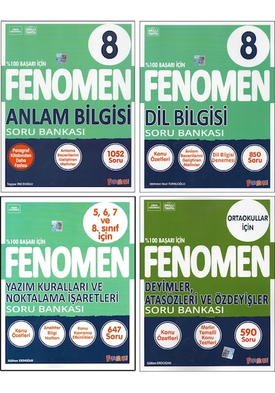 Fenomen 8. Sınıf Anlam B.+dil B.+yazım K. Ve Noktalama İ.+deyim Ve Atasözleri 4 Kitap