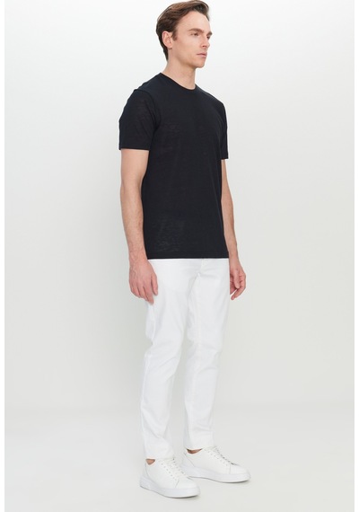 AC&Co / Altınyıldız Classics Erkek Sıyah Pamuklu Slim Fit Dar Kesim Bisiklet Yaka Tişört Siyah