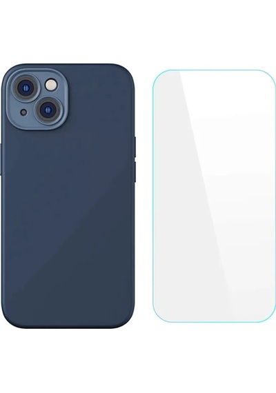 Baseus Liquid Silica Gel Apple iPhone Uyumlu 14 6.1 Silikon  Kılıf + Tempered Ekran Koruyucu Set - 5775