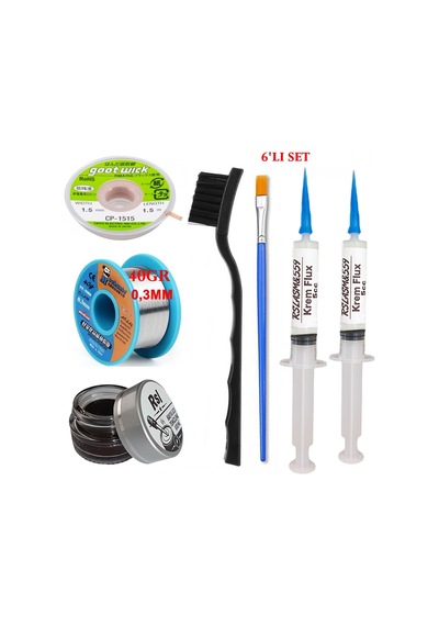 Mechanic Lehim Teli 0,3mm 40gr Havya Uc Temizleyici Rslasm Flux Ve Cp-1515 Lehim Emme Teli Seti St02