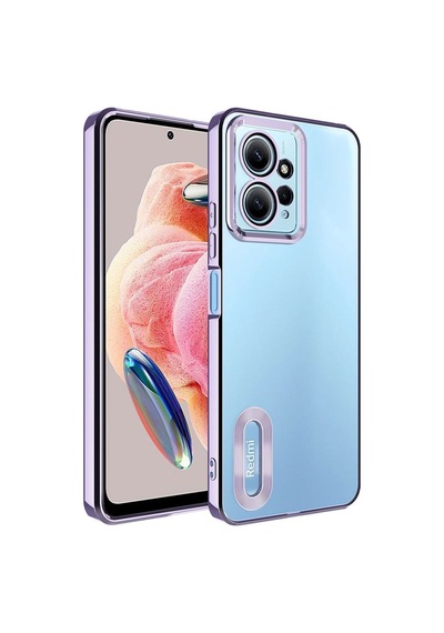 Xiaomi Redmi Note 12 4g Kılıf Kamera Korumalı Logo Gösteren Zore Omega Kapak Lila