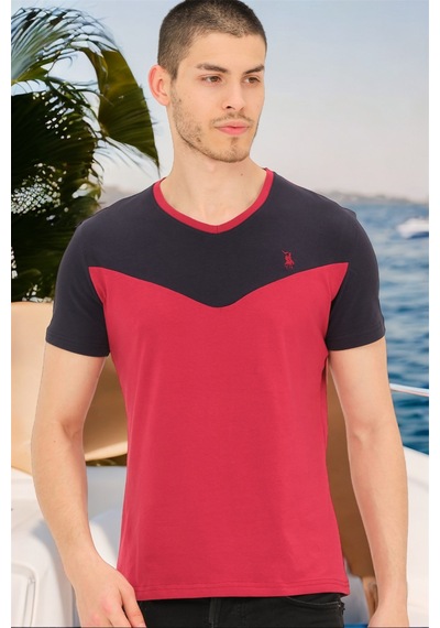 T8591 Dewberry Mens T-shırt-düz Bordo