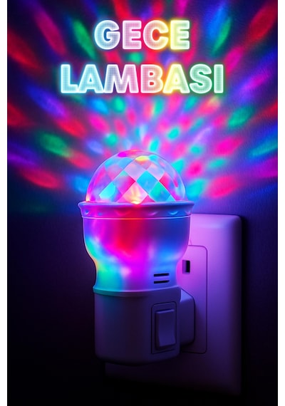 Rgb Hareketli Işık Gece Lambası Dome Tip On/off Tuşlu Koridor Uyuma Işığı Renkli Işık Beyaz Es621 Beyaz