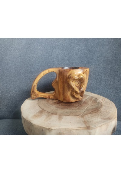 Kuksa Ceviz Ağacı Kalp Kabartmalı 190 Ml Çok Renkli