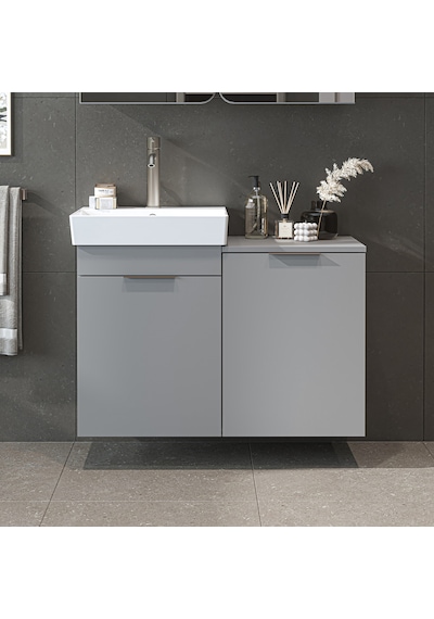 Dubai Kapaklı Ve Sepetli 92.2 Cm Mdflam Banyo Dolabı, Lavabolu Banyo Alt Dolabı Kül Gri Dubai Kapaklı Ve Sepetli 92.2 Cm Mdflam Banyo Dolabı, Lavabolu Banyo Alt Dolabı Kül Gri