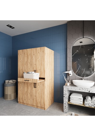 Tina Çamaşır Ve Kurutma Makinesi Dolabı Banyo Dolabı Çam Çam