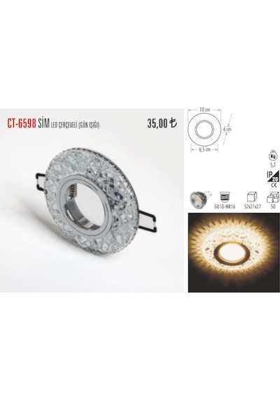 Cata Cam Spot Kasa Sim Kristal Led Çerçeve - Spot Dahil Değildir(408148355)