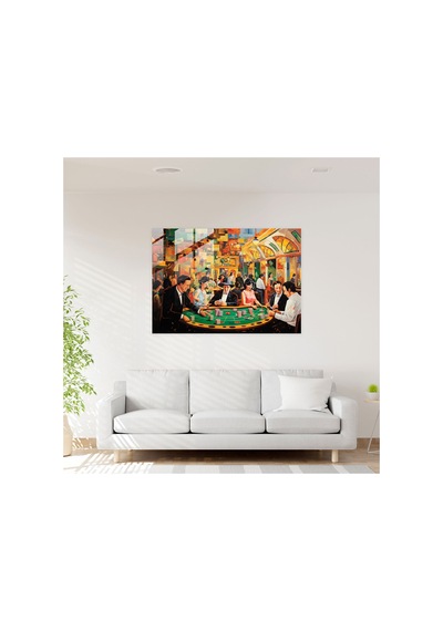 Heyecan Verici Cam Tablo Sanat - Kumar Temalı Modern Sanat İle Canlı Kumarhane Sahnesi