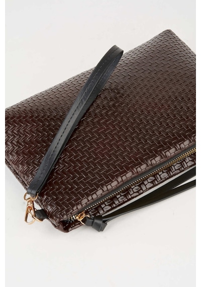 Vivaq Kadın Bellis Örgü Acı Kahve Astarlı Suni Deri Bilek Askılı Portföy El Ve Clutch Çanta Kahverengi