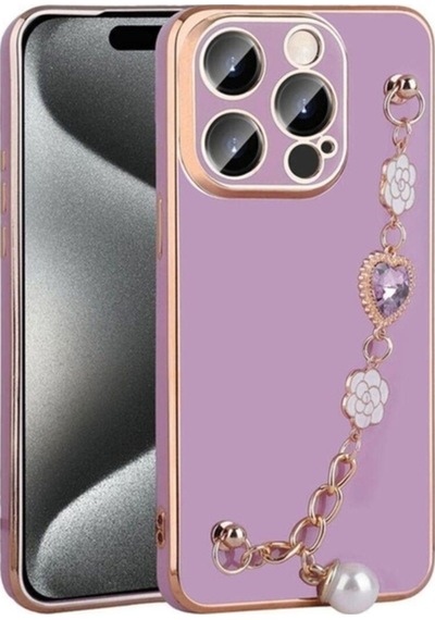 Apple Uyumlu iPhone 15 Pro Max Kılıf El Tutamaçlı Kamera Korumalı Zore Taka Silikon Kapak Mor