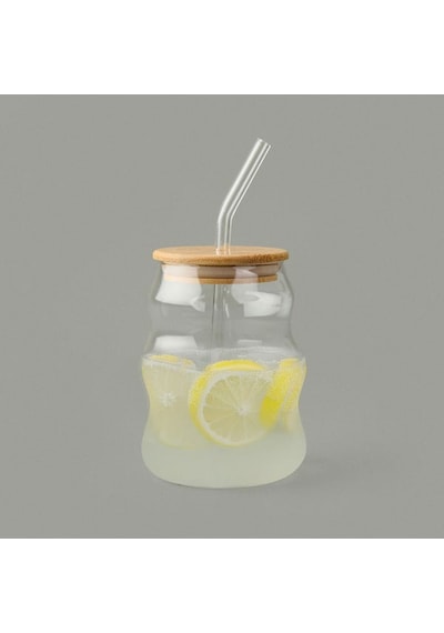 Paçi Bambu Kapaklı Pipetli Bardak - Açık Kahverengi / Şeffaf - 450 Ml Açık Kahverengi / Şeffaf Açık Kahverengi - Şeffaf