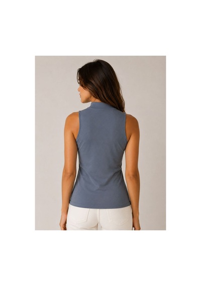 Pijamask Kadın Siyah Dik Yaka Kolsuz Esnek Kumaş Basic Tekli Bluz Mavi Pijamask Kadın Siyah Dik Yaka Kolsuz Esnek Kumaş Basic Tekli Bluz Mavi