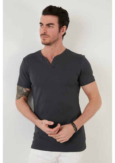 Buratti Pamuklu V Yaka Slim Fit Erkek T Shirt 5902122 Antrasit