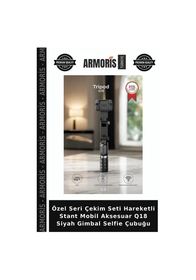 Özel Seri Çekim Seti Hareketli Stant Mobil Aksesuar Q18 Siyah Gimbal Selfie Çubuğu