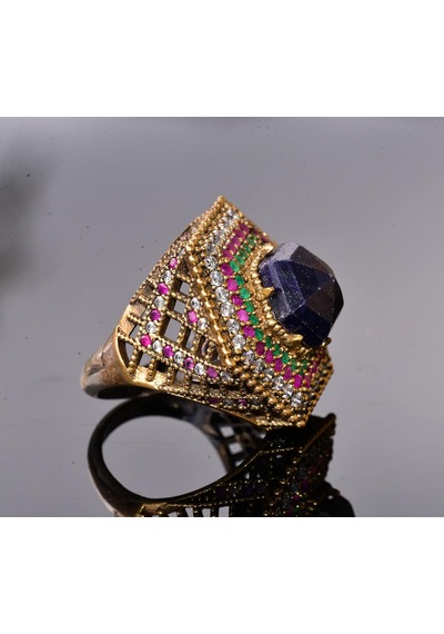 Gerçek Doğal Safir Taşlı Yüzük, 12.35 Karat, Gümüş Unisex Hurrem Sultan Yüzüğü Gümüş