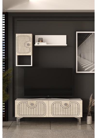 120dhdtdr3btg Hera Lazer Desenli Raflı Tv Sehpası, Ünitesi Beyaz-traverten-gümüş 120dhdtdr3btg Hera Lazer Desenli Raflı Tv Sehpası, Ünitesi Beyaz-traverten-gümüş