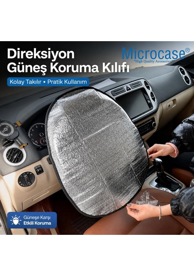 Tr Araç Direksiyonu Güneş Ve Isı Uv Koruma Kılıfı Katlanabilir Reflektif Tasarım 2 Adet Al5674