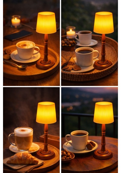 Mini Lambader Pilli Led Mumlu Sunumluk / Dekoratif Ambiyans Gece Lambası Beyaz
