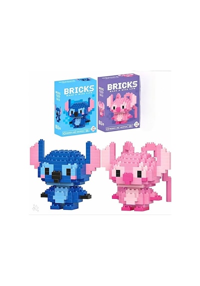 Stitch Ve Angel Figür Yapboz Puzzle 2'li Set Hobi Hediye Masaüstü