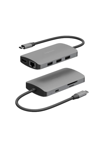 Aluhub Hd Pro 2 100w Type-c Pd Şarj Destekli 8in1 4k Hub Dönüştürücü - Koyu Gri