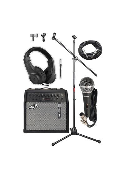 Mga-50-pak Elektro Gitar Amfisi 50 Watt Usb Bluetooth Şarjlı 4 Girişli Mikrofon Kulaklık Stand Kablo