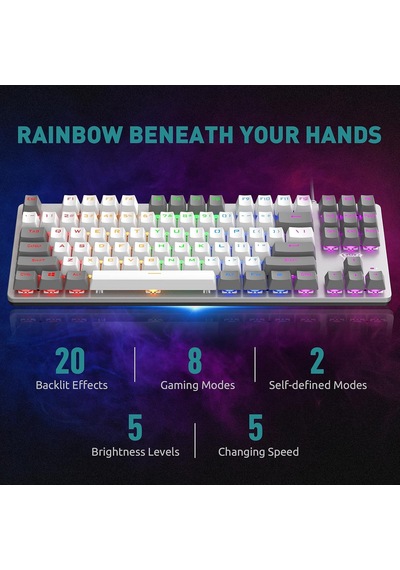 F3287 Mavi Işıklı Kablolu Mekanik İngilizce Q Tkl Gaming Oyuncu Klavyesi