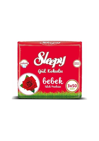 Sleepy Gül Kokulu Bebek Islak Havlusu 3'Lü Paket 150'Li