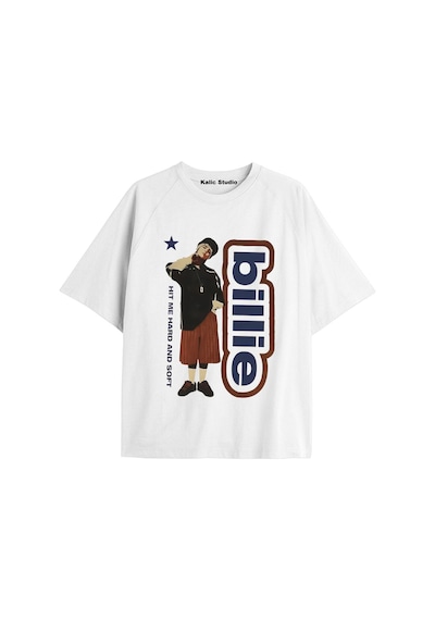 Kalic Studio Billıe Eilish Oversize T-shirt Beyaz Çok Renkli