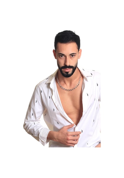 Labalaba Erkek Lak Kaplama Kalın Zincir Formlu Kolye Gümüş Sarı