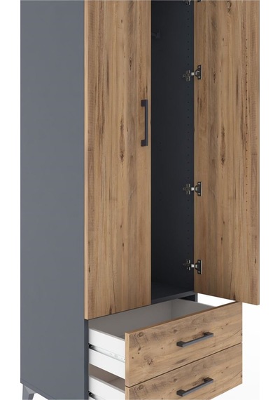Hyperion Dolap Tek Raflı 2 Çekmeceli Tek Askılı 60x44x182 Antrasit-çam Aytası Hyperion Dolap Tek Raflı 2 Çekmeceli Tek Askılı 60x44x182 Antrasit-çam Aytası