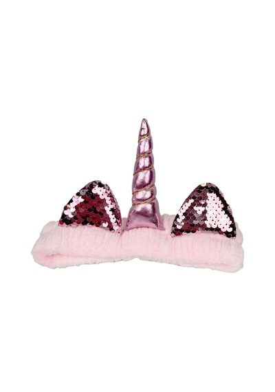 Unicorn Peluş Bandana Makyaj Saç Bandı Açık Pembe Pembe Boynuzlu Pembe
