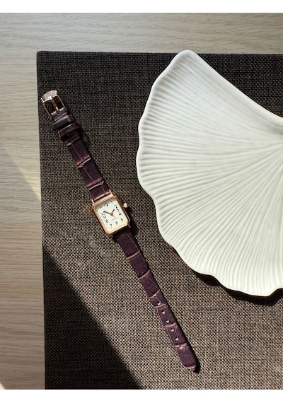 Rubsey Vintage Kadın Kol Saati Retro Minimal Deri Dordon Rose Kasa Gri