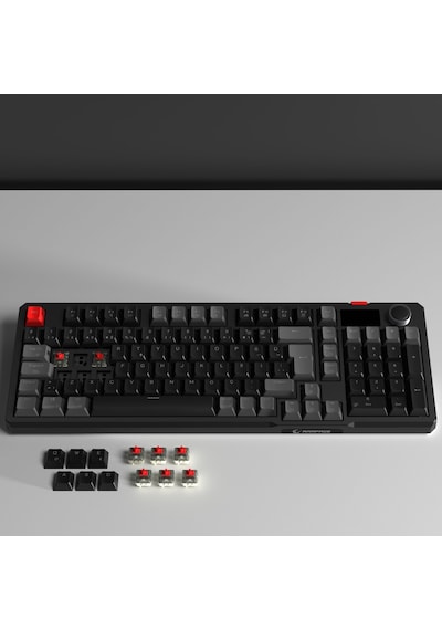 Loyal Pro Siyah/gri 3 Bt + 2.4 Ips Ekranlı Red Switch Rgb Mekanik Kablosuz Klavye