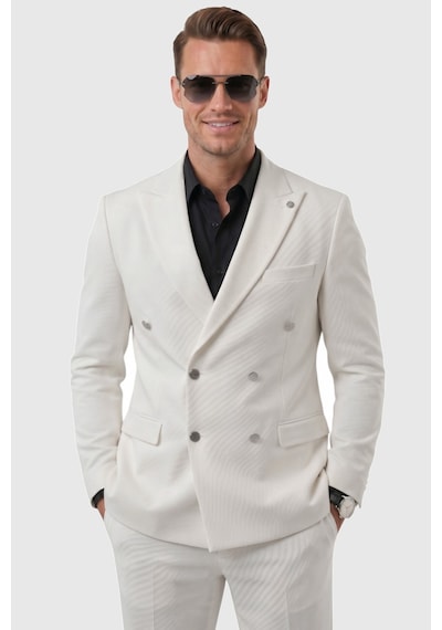 Deep Sea Deepsea Erkek Beyaz Slim Fit Kruvaze Takım Elbise Likralı Çizgili Dokulu Metal Düğmeli 2600820 Deep Sea Deepsea Erkek Beyaz Slim Fit Kruvaze Takım Elbise Likralı Çizgili Dokulu Metal Düğmeli 2600820