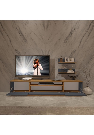 Decoraktiv Trio 4s Mdf Tv Ünitesi Tv Sehpası Pera - Antrasit