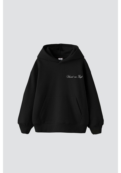 Startmore V. Van Gogh Roses Baskılı Oversize Unisex Siyah Siyah