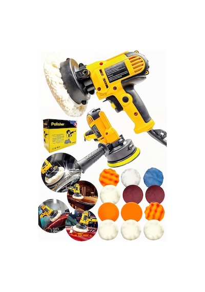Alman Seri Tam Profesyonel 15 Parça Set 125 Mm Zımpara Araba Pasta Cila Polisaj Makinesi...