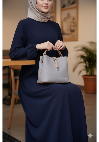 Just Polo Kadın Orta Boy 3 Bölmeli Ayarlanabilir Askılı Şık El & Omuz Çantası Shoulder Bag Ebat : 22 X 20 Cm Gri Camel