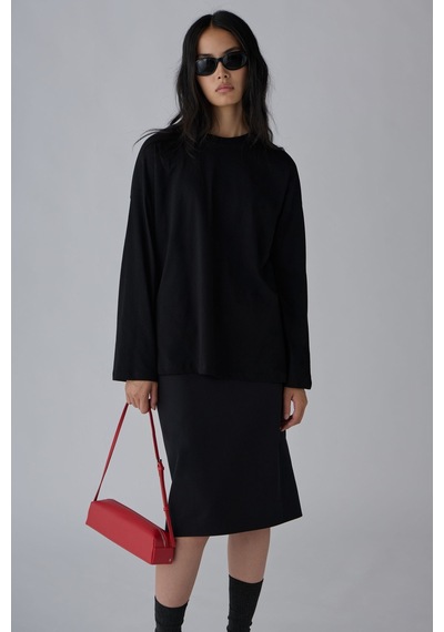 Suud Collection Siyah Uzun Kollu Oversize Tişört