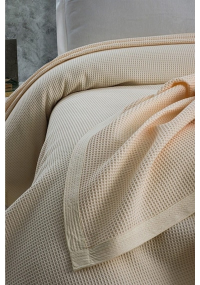 Mulberry Klimalı Pike %100 Pamuk Petekli Pike  Dörtmevsim Pike Tek Kişilik 170 x 240 Krem