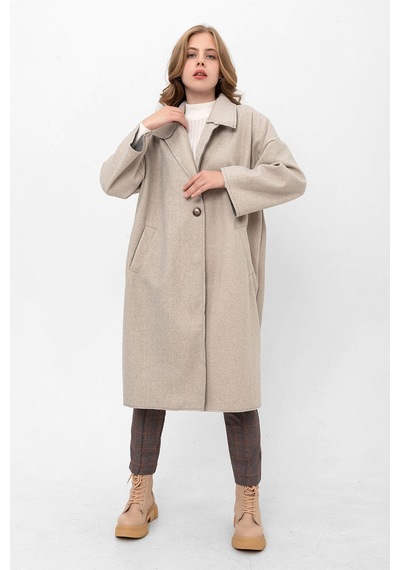 Pastelastore Oversize Kaşe Kaban 2116 Açık Gri